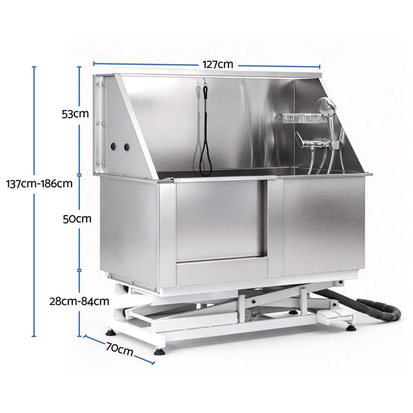 i.Pet Electric Pet Bath Tub Dog Grooming Stainless Steel Wash Station 127cm