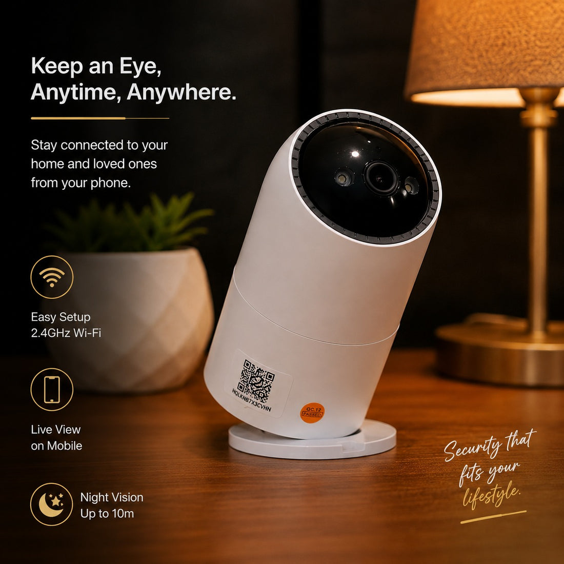 360° Smart Security Camera with Motion Detection, Night Vision & 32GB Memory Card